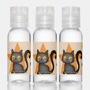 Halloween Design with Black Cat & Orange Star Hand Sanitizer