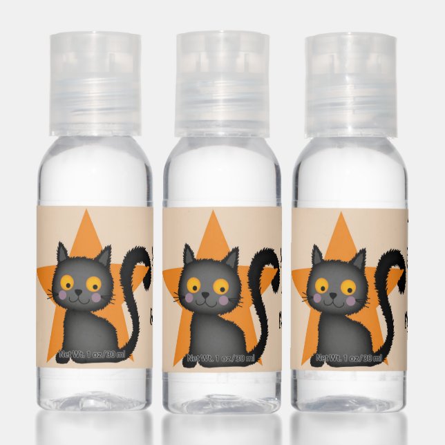 Halloween Design with Black Cat & Orange Star Hand Sanitizer (Set)