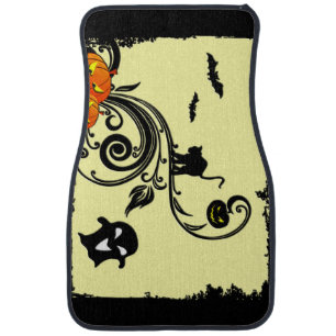 Halloween Design with Cats and Pumpkins Car Floor Mat