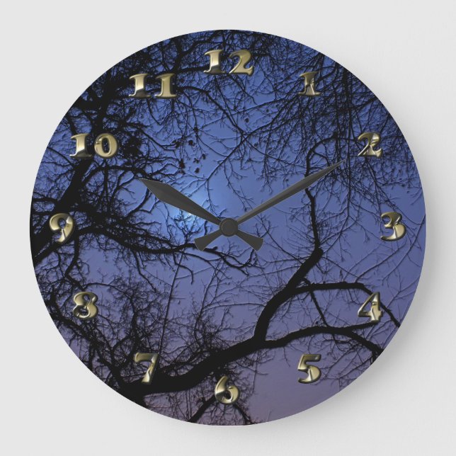 Halloween Design with Spooky Tree and Moon Large Clock (Front)