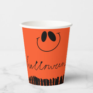 Halloween designs on orange paper cups