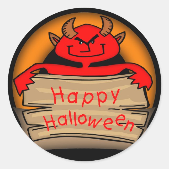 Halloween Devil Round Stickers (Front)