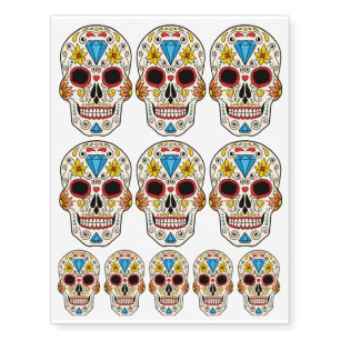 Halloween. Dia De Los Muertos. Sugar Skulls. Temporary Tattoos