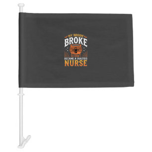 Halloween Dialysis Nurse Broom Broke Design_1 Car Flag