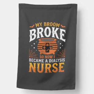 Halloween Dialysis Nurse Broom Broke Design_1 House Flag