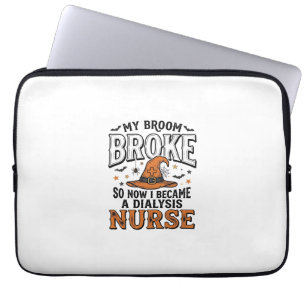 Halloween Dialysis Nurse Witch Broom Broke Shirt_1 Laptop Sleeve