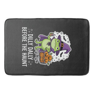 Halloween Dilly Dally Frog Witch Pumpkin Cart Bath Mat