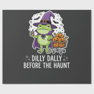 Halloween Dilly Dally Frog Witch Pumpkin Cart Wrapping Paper