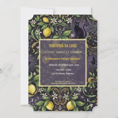 Halloween Dinner Party Invitation Gothic Botanical