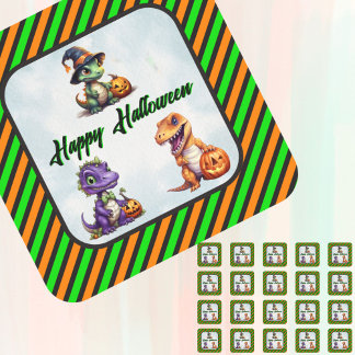 Halloween Dinosaur Dino-Mash Party Favors Square Sticker