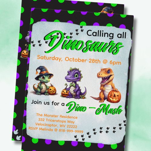 Halloween Dinosaur Dino_Mash Party Invitation