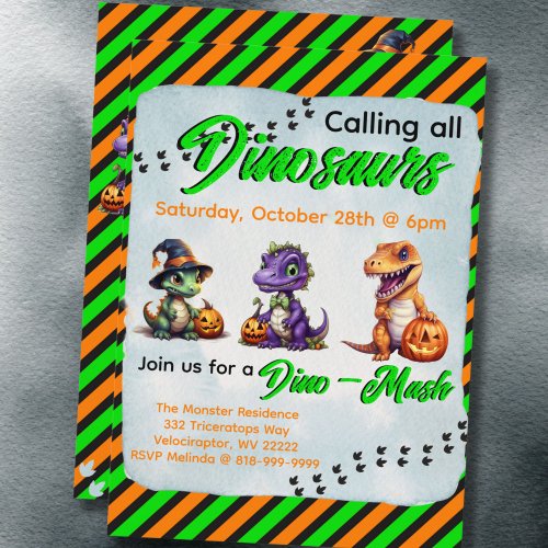 Halloween Dinosaur Dino_Mash Party Invitation