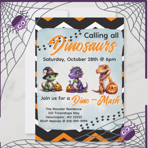 Halloween Dinosaur Dino_Mash Party Invitation