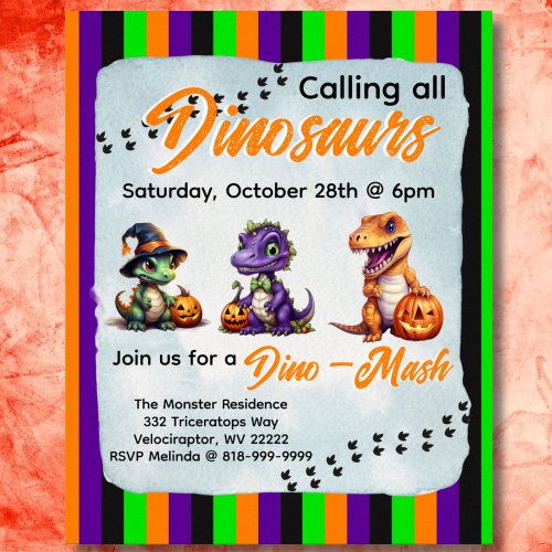 Halloween Dinosaur Dino_Mash Party Invitation  Poster