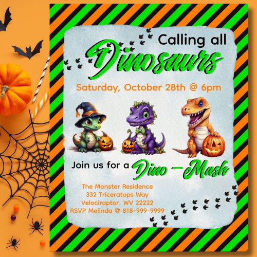 Halloween Dinosaur Dino_Mash Party Invitation  Poster