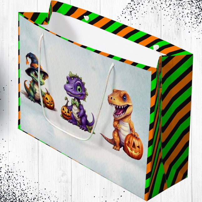 Halloween Dinosaur Dino-Mash Party Large Gift Bag (Dinosaur Halloween theme gift bag!)