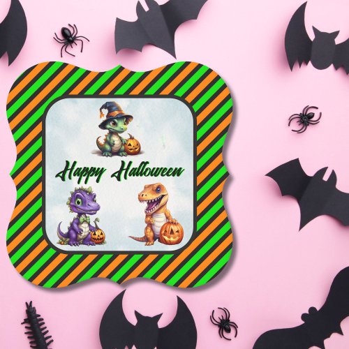 Halloween Dinosaur Dino_Mash Party Paper Coaster