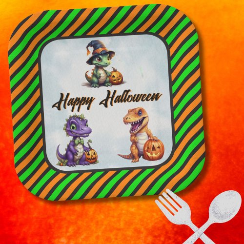 Halloween Dinosaur Dino_Mash Party Paper Plates