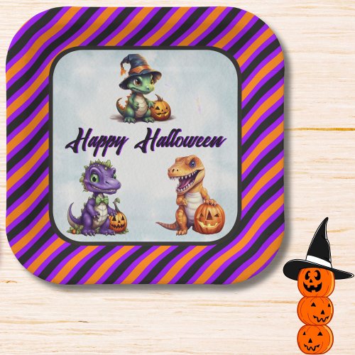 Halloween Dinosaur Dino_Mash Party Paper Plates