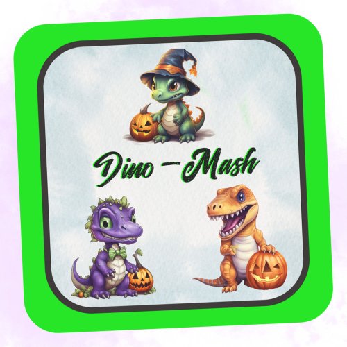 Halloween Dinosaur Dino_Mash Party Square Sticker