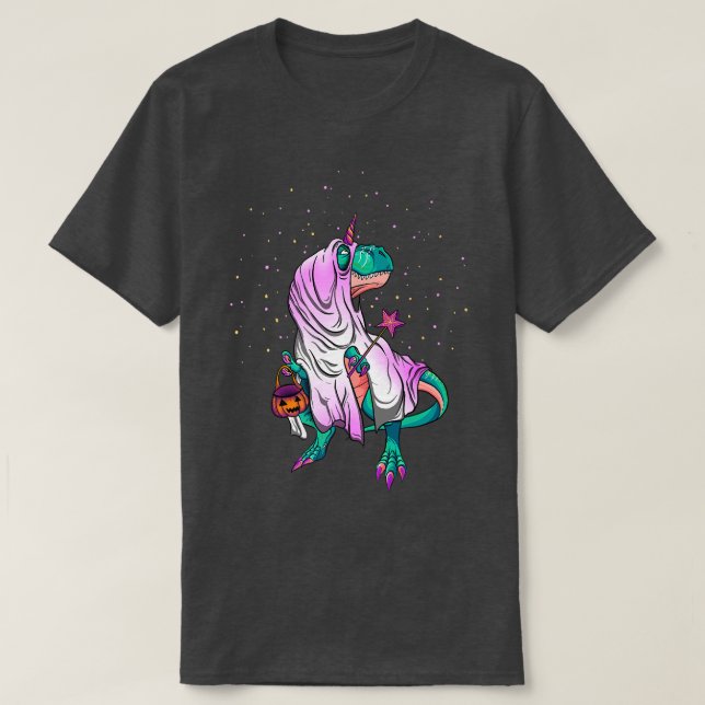 Halloween Dinosaur Fairy with magic wand searching T-Shirt (Design Front)