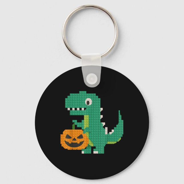 Halloween Dinosaur Pumpkin Master Builder Block Br Keychain (Front)