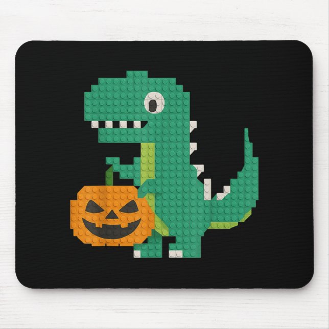 Halloween Dinosaur Pumpkin Master Builder Block Br Mouse Pad (Front)