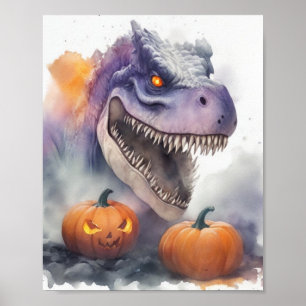 Halloween Dinosaur Pumpkins Poster