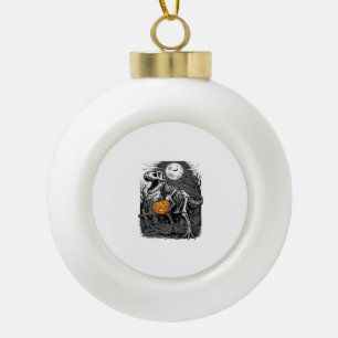 Halloween Dinosaur Skeleton Pumpkin Vintage Shirt Ceramic Ball Christmas Ornament