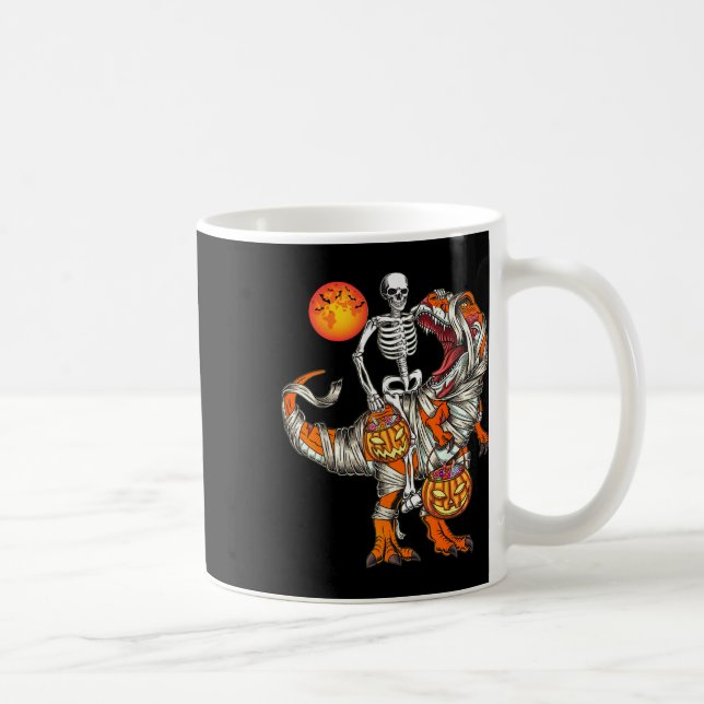 Halloween Dinosaur Skeleton T Rex Scary Pumpkin Mo Coffee Mug (Right)