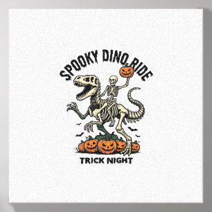 Halloween Dinosaur Skeleton Vintage Trick Ride_1 Canvas Photo Tile