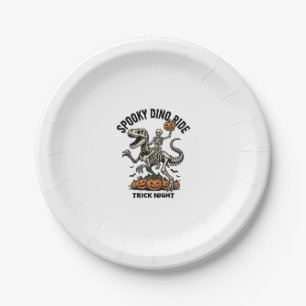 Halloween Dinosaur Skeleton Vintage Trick Ride_1 Paper Plates