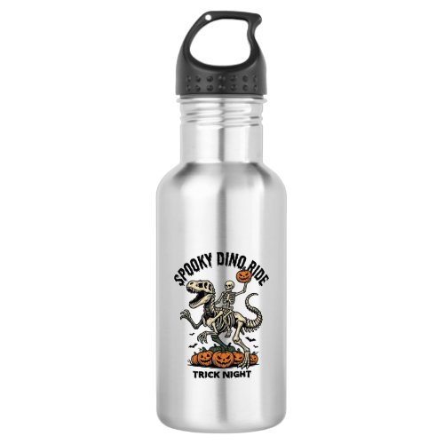 Halloween Dinosaur Skeleton Vintage Trick Ride_1 Stainless Steel Water Bottle