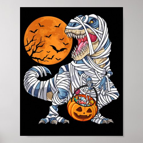 Halloween Dinosaur T rex Mommy Pumpkin Poster