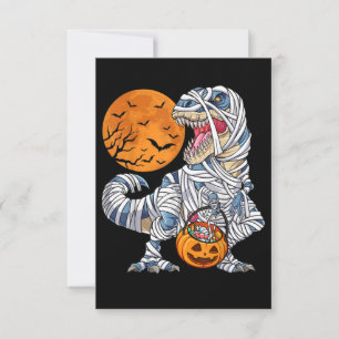 Halloween Dinosaur T rex Mummy Pumpkin Note Card
