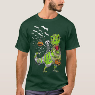 Halloween Dinosaur T Rex Skeleton Scary Boys Teens T-Shirt