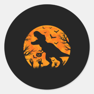Halloween Dinosaur T Rex With Pumpkin Dinosaur Hal Classic Round Sticker