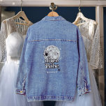 Halloween Disco Ball Groovy Disco Babe Bridesmaid Denim Jacket<br><div class="desc">Step back in time with our Retro Disco Ball Bridal Shower Invitations & Decor collection. Immerse yourself in the nostalgia of the 70s with muted beige and grey arches, enhanced by groovy silver glitter fonts. The iconic retro disco ball takes center stage, evoking an era of disco glamour, all while...</div>