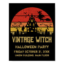 Halloween Distressed Vintage Witch Retro Sunset Poster