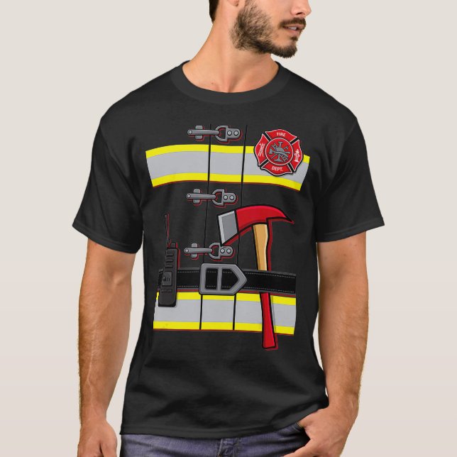 Halloween DIY Firefighter Uniform Costume T-Shirt (Front)