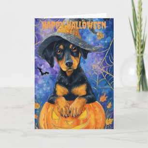Halloween Doberman Dog Holiday Card