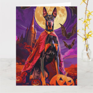 Halloween Doberman Vampire Pumpkins Scary Card