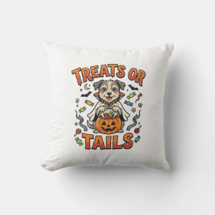 Halloween Dog Candy Mischief Throw Pillow