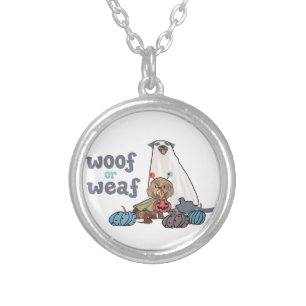 Halloween Dog Coaster Silver Plated Necklace