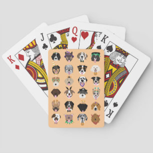 Halloween Dog Faces Pattern Poker Cards