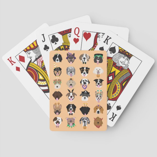Halloween Dog Faces Pattern Poker Cards (Back)