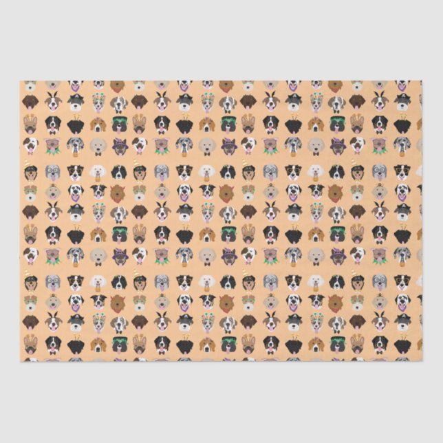 Halloween Dog Faces Pattern Tissue Paper (Front)