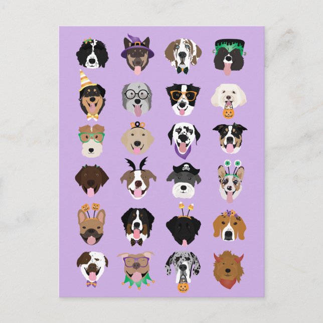 Halloween Dog Faces Postcard (Front)