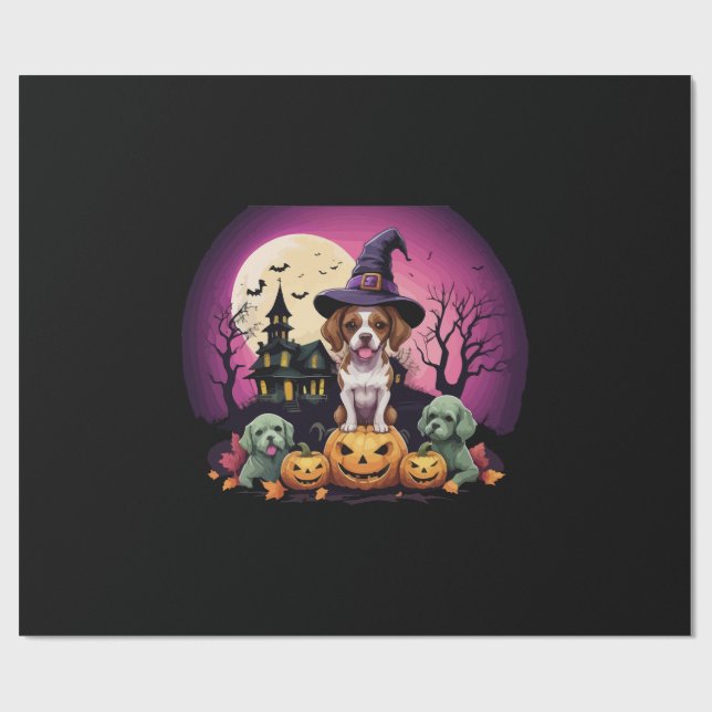 Halloween Dog Fall Lovers Wrapping Paper (Flat)