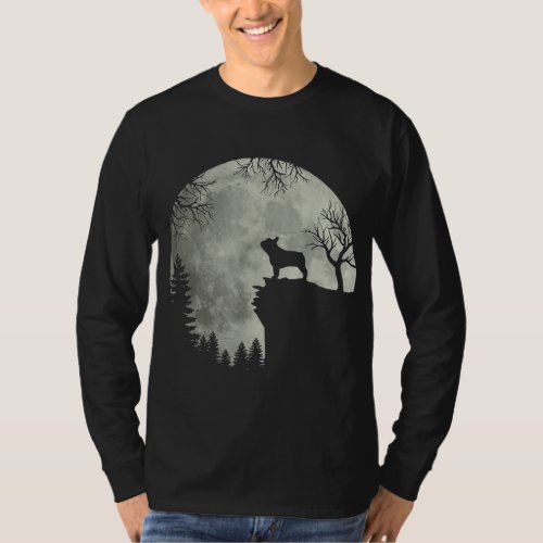 Halloween Dog Frenchie Frenchie Dog Moon Howl In F T_Shirt